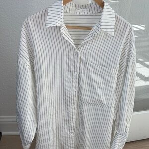 Classic Black and White Striped Women’s Oversized Shirt